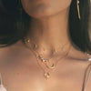 Wholesale Women's Stacking Style Sun Moon Zircon Stainless Steel Pendant Necklace With Dripping Oil And Electroplated 18K Gold Color Retention