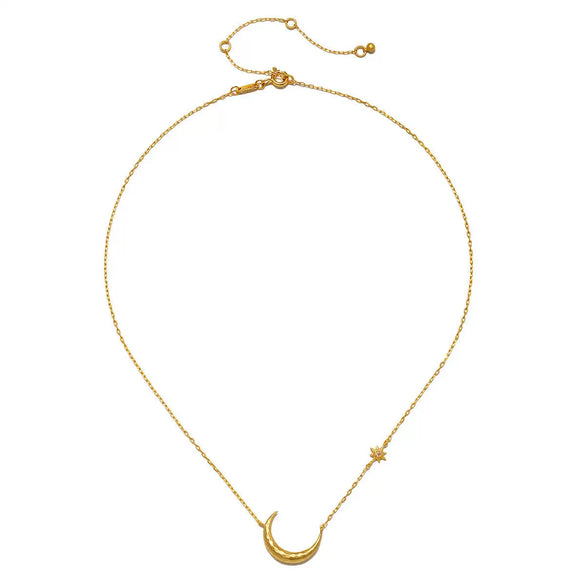 Wholesale Women's Stacking Style Sun Moon Zircon Stainless Steel Pendant Necklace With Dripping Oil And Electroplated 18K Gold Color Retention