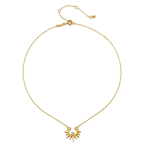Wholesale Women's Stacking Style Sun Moon Zircon Stainless Steel Pendant Necklace With Dripping Oil And Electroplated 18K Gold Color Retention