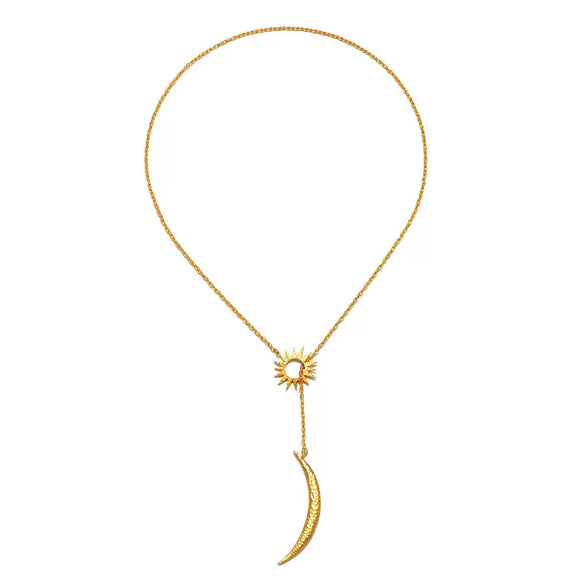 Wholesale Women's Stacking Style Sun Moon Zircon Stainless Steel Pendant Necklace With Dripping Oil And Electroplated 18K Gold Color Retention