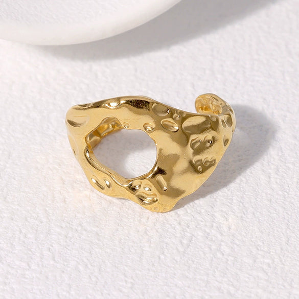 Wholesale Women's Stainless Steel Adjustable Asymmetric Gold Plated Fashion Ring