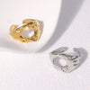Wholesale Women's Stainless Steel Adjustable Asymmetric Gold Plated Fashion Ring