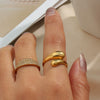 Wholesale Women's Stainless Steel Adjustable Glossy Snake Ring With Geometric Pattern And Electroplating Treatment