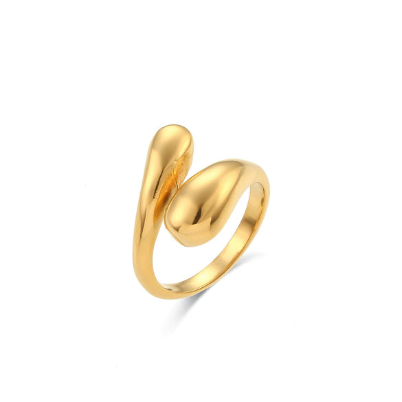 Wholesale Women's Stainless Steel Adjustable Glossy Snake Ring With Geometric Pattern And Electroplating Treatment