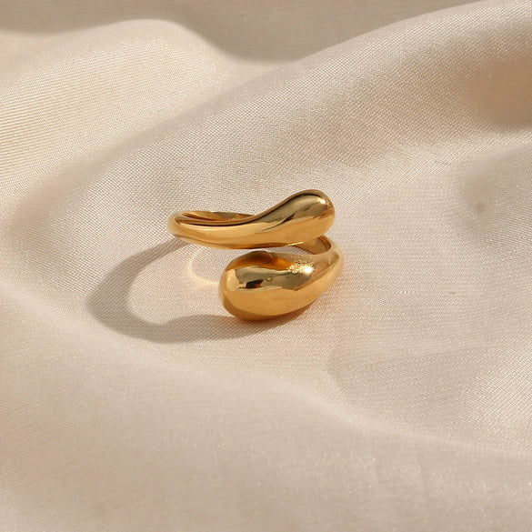 Wholesale Women's Stainless Steel Adjustable Glossy Snake Ring With Geometric Pattern And Electroplating Treatment