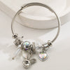 Wholesale Women's Stainless Steel Alloy Rabbit Love Diamond Pendant Beaded Bracelet