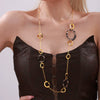 Wholesale Women's Stainless Steel And Acrylic Circle Geometric Print Long Sweater Chain With Electroplating