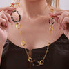 Wholesale Women's Stainless Steel And Acrylic Circle Geometric Print Long Sweater Chain With Electroplating