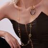 Wholesale Women's Stainless Steel And Acrylic Circle Geometric Print Long Sweater Chain With Electroplating