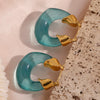 Wholesale Women's Stainless Steel And Acrylic Ushaped Retro Design Earrings With Electroplating