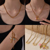 Wholesale Women's 316L Stainless Steel And Alloy Bracelets And Necklaces With Geometric And Small Animal Patterns Electroplated