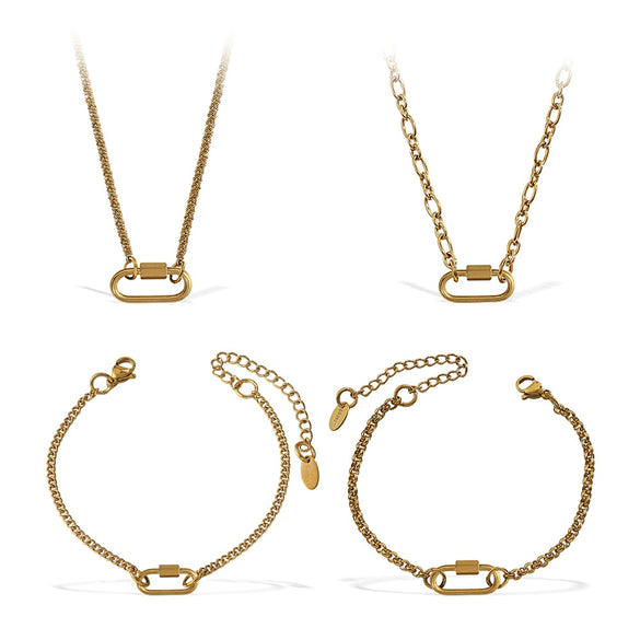 Wholesale Women's 316L Stainless Steel And Alloy Bracelets And Necklaces With Geometric And Small Animal Patterns Electroplated