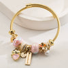 Wholesale Women's Stainless Steel And Alloy Cat And Flower Pattern Diamond Bracelet