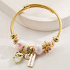 Wholesale Women's Stainless Steel And Alloy Cat And Flower Pattern Diamond Bracelet