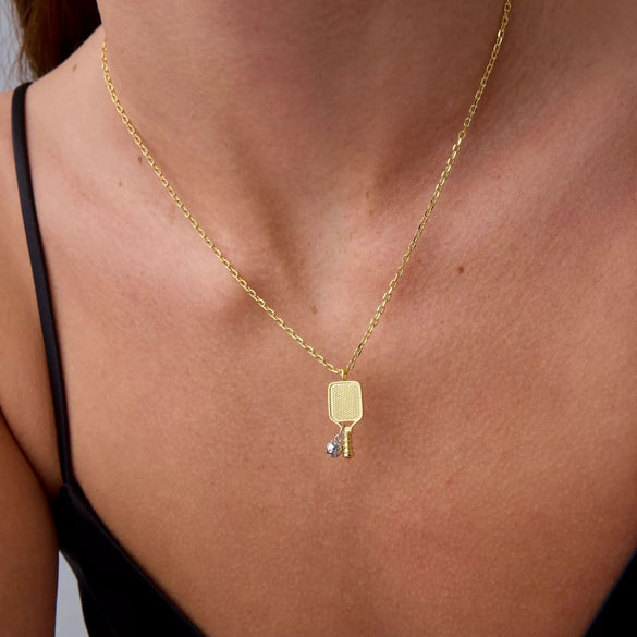 Wholesale Women's Stainless Steel And Alloy Sports Fashion Ball Pick Necklace Pendant With Gold Electroplated Chain