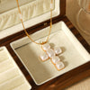 Wholesale Women's Stainless Steel And Artificial Pearl Geometric Cross Necklace Handmade Beaded Chain Inlaid With Pearls