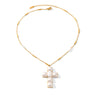 Wholesale Women's Stainless Steel And Artificial Pearl Geometric Cross Necklace Handmade Beaded Chain Inlaid With Pearls