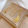Wholesale Women's Stainless Steel And Copper Geometric Electroplated Butterfly Necklace