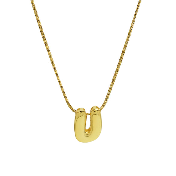 Wholesale Women's Stainless Steel And Copper Snake Chain Necklace With English Letters Pendant And Electroplating Process