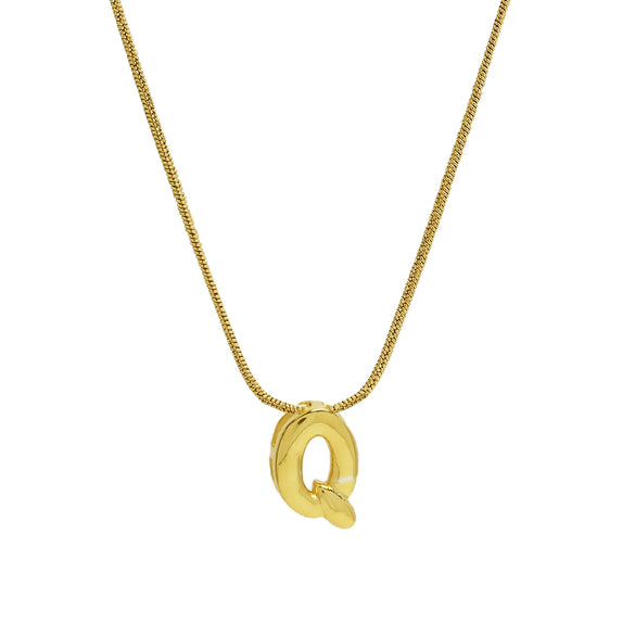 Wholesale Women's Stainless Steel And Copper Snake Chain Necklace With English Letters Pendant And Electroplating Process