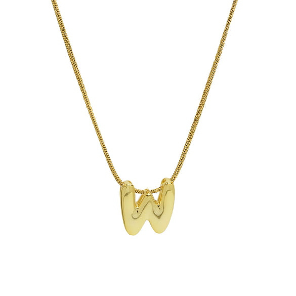 Wholesale Women's Stainless Steel And Copper Snake Chain Necklace With English Letters Pendant And Electroplating Process