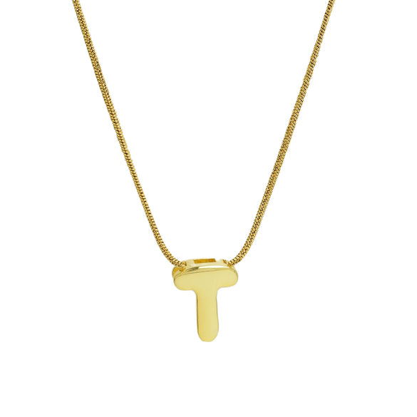 Wholesale Women's Stainless Steel And Copper Snake Chain Necklace With English Letters Pendant And Electroplating Process