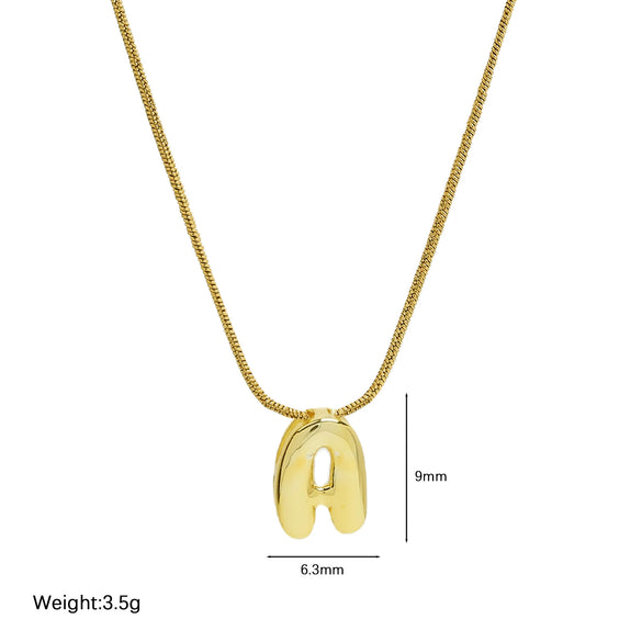 Wholesale Women's Stainless Steel And Copper Snake Chain Necklace With English Letters Pendant And Electroplating Process