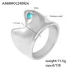 Wholesale Women's Stainless Steel And Glass Geometric Arc Concave Ring With Electroplating Lake Blue Niche Fashion