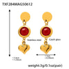 Wholesale Women's 316L Stainless Steel And Glass Geometric Heart Tassel Earrings With Electroplating