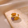 Wholesale Women's Stainless Steel And Imitation Pearl Flower Ring Electroplated In Ins Style