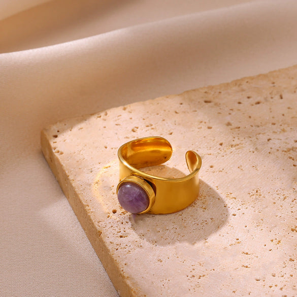 Wholesale Women's Stainless Steel And Imitation Pearl Flower Ring Electroplated In Ins Style