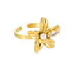 Wholesale Women's Stainless Steel And Imitation Pearl Ring With Bow And Heart Shape Electroplated Design