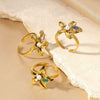 Wholesale Women's Stainless Steel And Imitation Pearl Ring With Bow And Heart Shape Electroplated Design