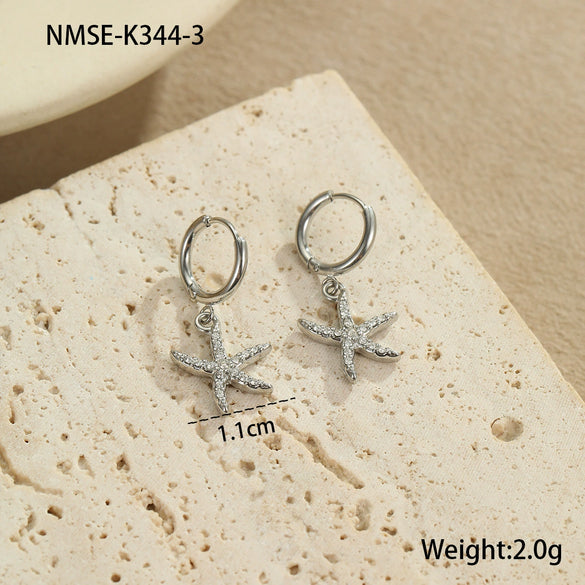 Wholesale Women's Stainless Steel And 18K Electroplated Geometric Style Earrings