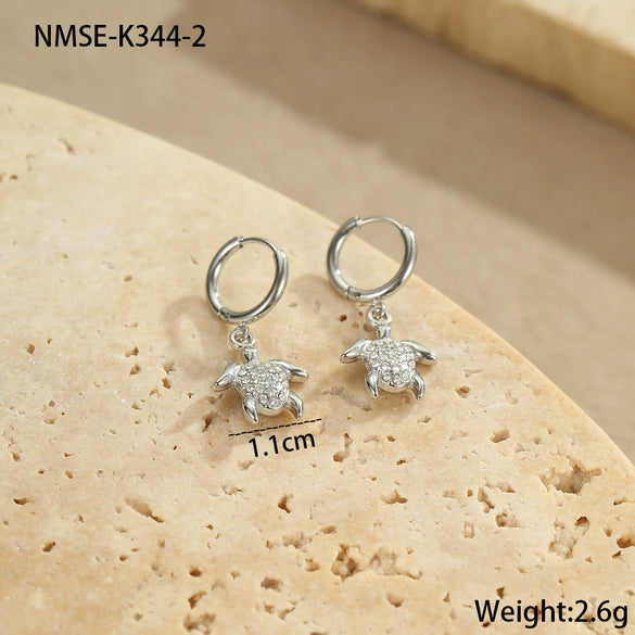 Wholesale Women's Stainless Steel And 18K Electroplated Geometric Style Earrings