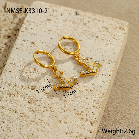 Wholesale Women's Stainless Steel And 18K Electroplated Geometric Style Earrings