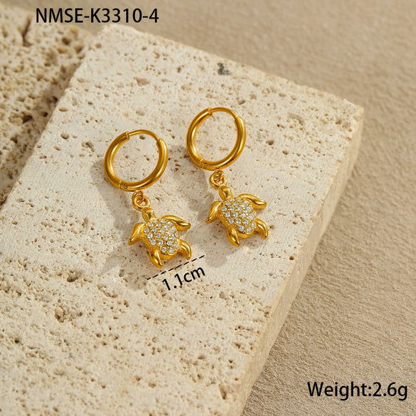 Wholesale Women's Stainless Steel And 18K Electroplated Geometric Style Earrings