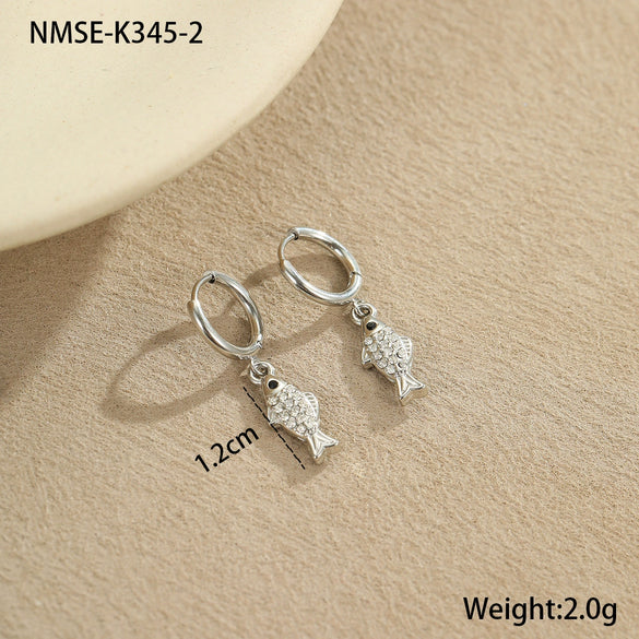 Wholesale Women's Stainless Steel And 18K Electroplated Geometric Style Earrings
