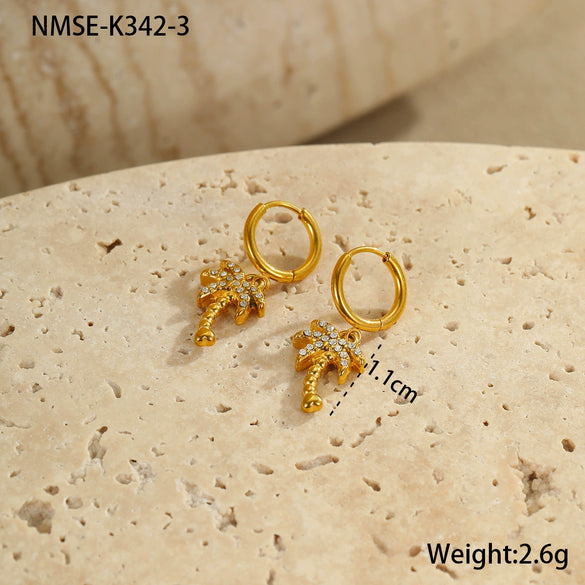 Wholesale Women's Stainless Steel And 18K Electroplated Geometric Style Earrings