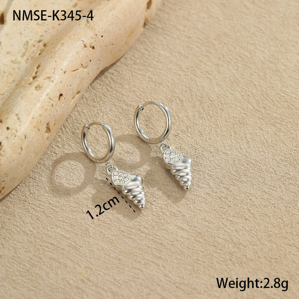 Wholesale Women's Stainless Steel And 18K Electroplated Geometric Style Earrings
