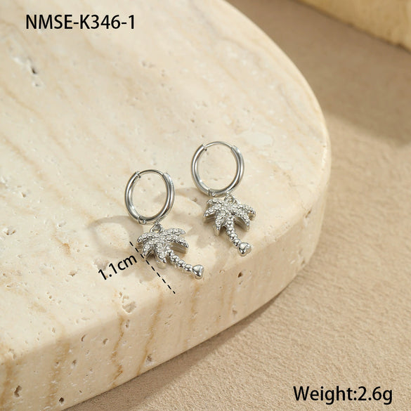Wholesale Women's Stainless Steel And 18K Electroplated Geometric Style Earrings
