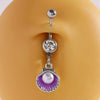 Wholesale Women's Stainless Steel And K9 Geometric Shape Belly Button Ring With Butterfly Heart And Flower Pendants Fine Polished Navel Piercing Jewelry