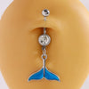 Wholesale Women's Stainless Steel And K9 Geometric Shape Belly Button Ring With Butterfly Heart And Flower Pendants Fine Polished Navel Piercing Jewelry