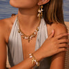Wholesale Women's Stainless Steel And 18K Gold Electroplated Marine Life Jewelry Set With Sea Shell And Starfish