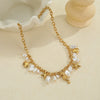 Wholesale Women's Stainless Steel And 18K Gold Electroplated Marine Life Jewelry Set With Sea Shell And Starfish