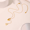 Wholesale Women's Stainless Steel And Natural Fritillary Ferris Wheel Heartshaped Geometric Tassel Necklace Goldplated Adjustable Clavicle Chain