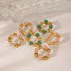 Wholesale Women's Stainless Steel And Pearl Flower Earrings With Electroplating Design