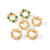 Wholesale Women's Stainless Steel And Pearl Flower Earrings With Electroplating Design
