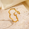Wholesale Women's Stainless Steel And Pearl Leaf Ring With Electroplating And Retro Style