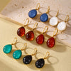 Wholesale Women's 316L Stainless Steel And Resin Geometric Electroplated Water Drops Earrings